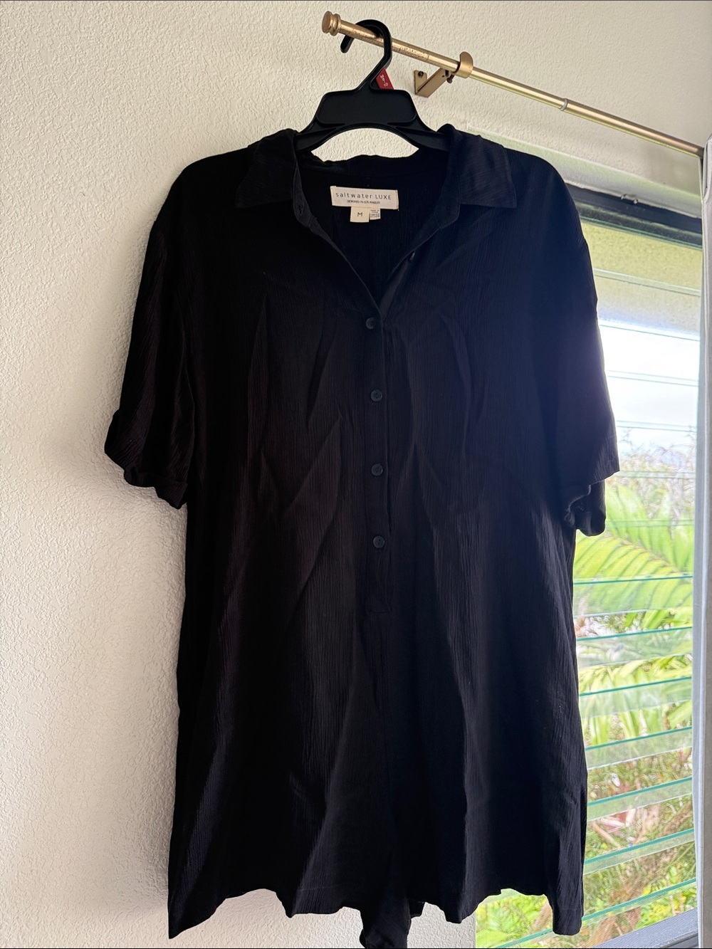 saltwater LUXE Black Short-Sleeve Button-Down romper